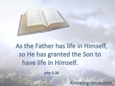As the Father has life in Himself, so He has granted the Son to have life in Himself.